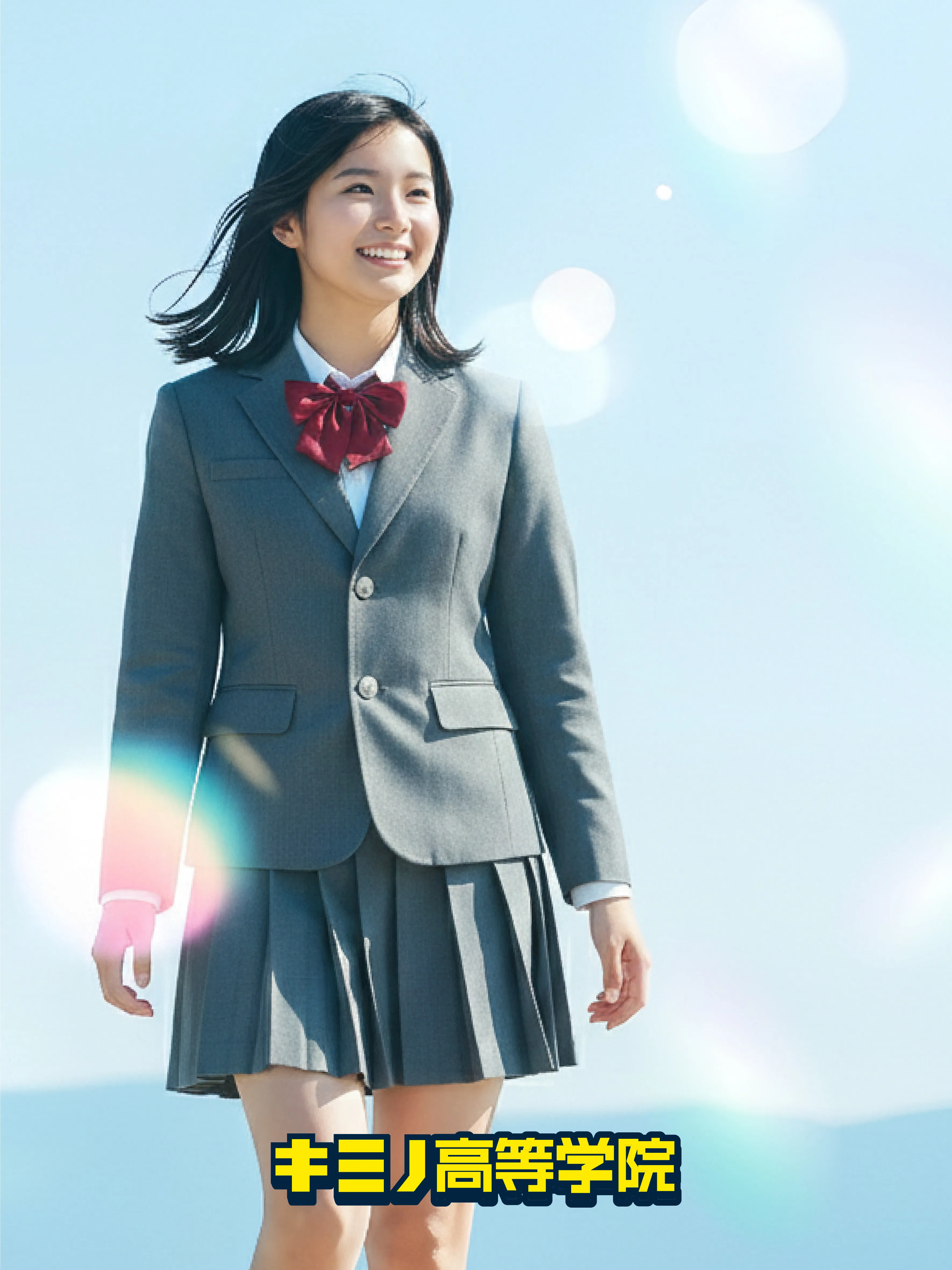 歩いている、笑顔女子高校生イメージ像